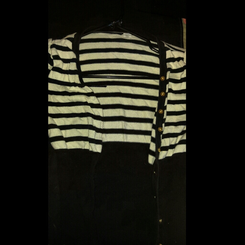 H&M Black & White Short Sleeve Cardigan